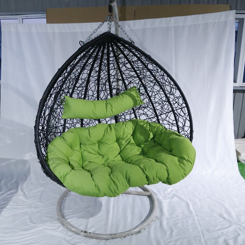 Outdoor Rattan Wicker Single Seat Hanging Egg Swing Chair Outdoor Furniture with Metal Modern Stand Eco-friendly Waterproof