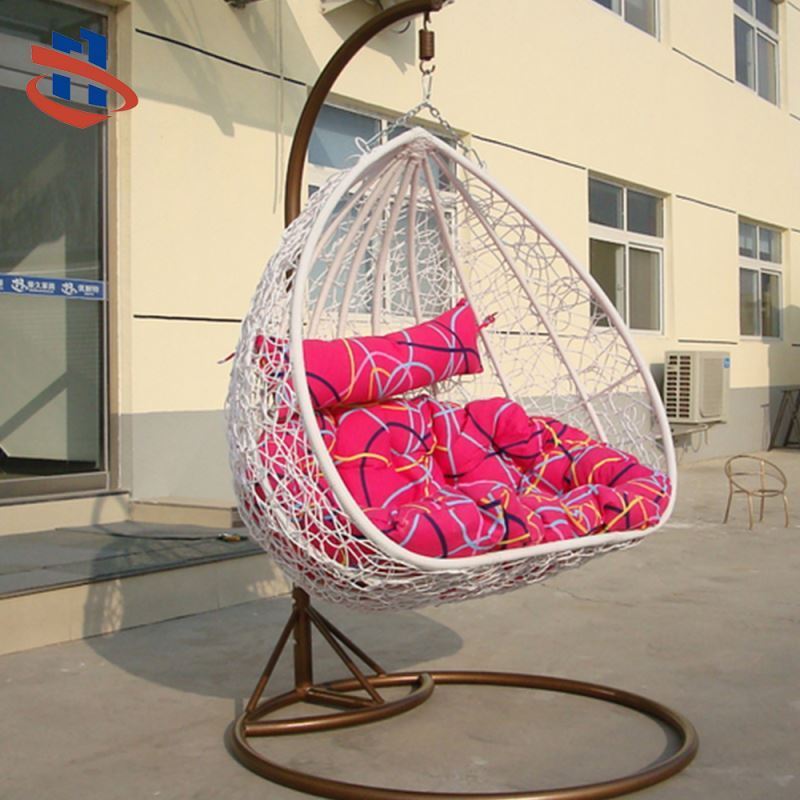 Popular PE Rattan furniture Wicker Swing Hanging Pod Outdoor Chair with cushion