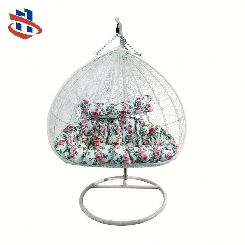 High quality double seat hanging chair PE Rattan Swing Chair Wicker Egg Shaped Swing basket