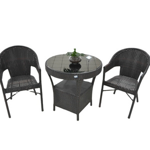 modern style wholesale outdoor garden set PE rattan coffee set bistro wicker chairs and table