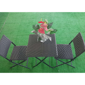 Rattan Furniture Garden Chairs Foldable Dining Chairs Black Rattan Table and Chair Set Iron Modern Outdoor Dining Room