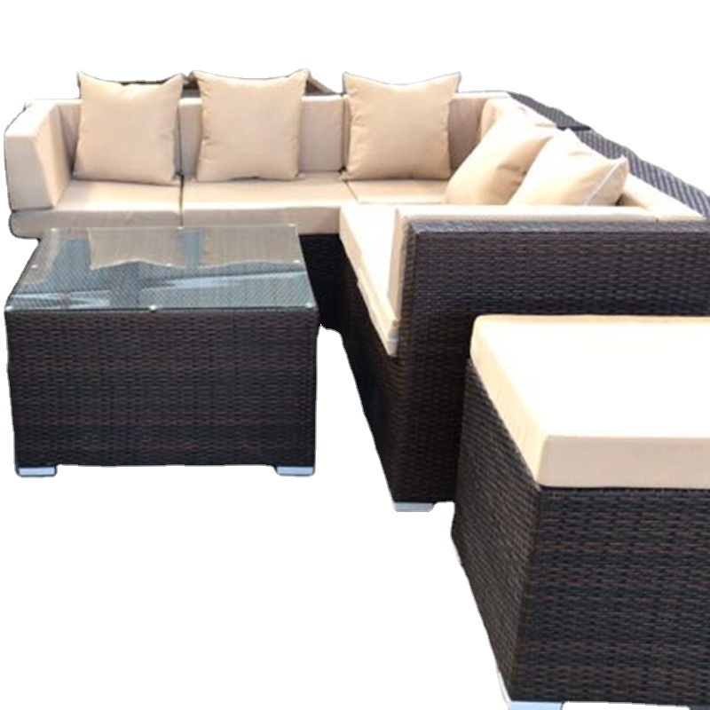 Outdoor Patio Sofa Set Couch PE Rattan Furniture Wicker 5 PCS Garden Sofa Set