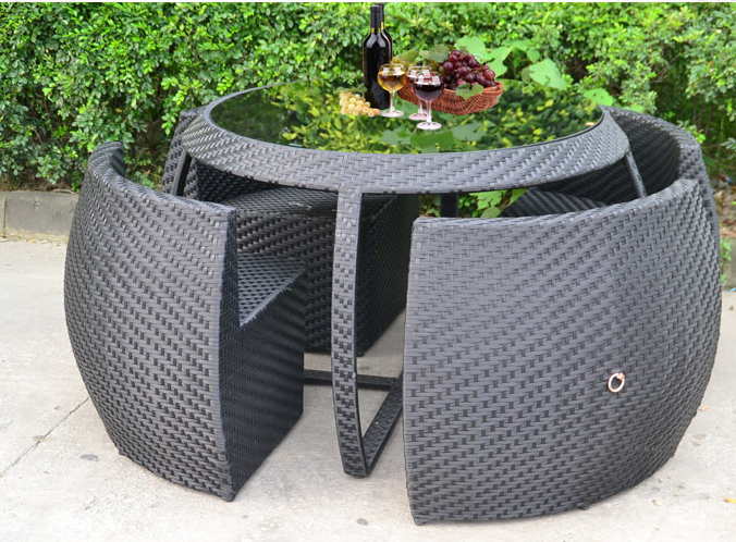 Modern outdoor garden furniture simple PE rattan wicker round garden sets super save places garden dining set