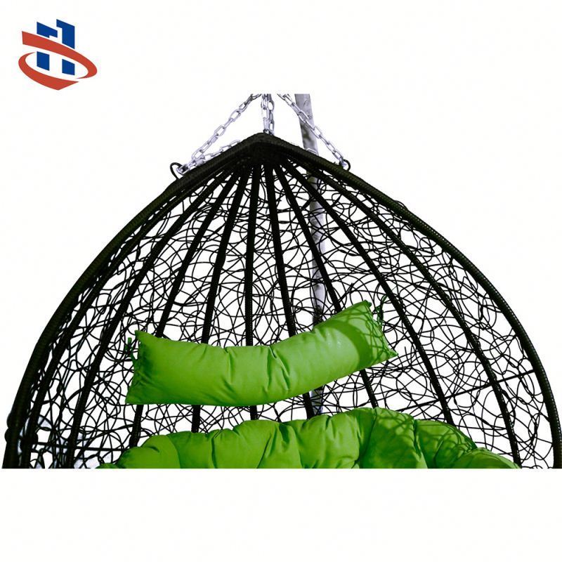 High Quality double seat Egg Shaped PE Rattan swing chair Indoor Hanging Chair Outdoor Swing Chair