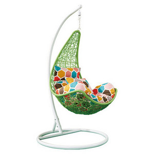 Rattan Hanging Chair Outdoor Swing Chair Balcony Furniture Metal White Modern Hanging Egg Chair for Bedroom with Cushion Indoor