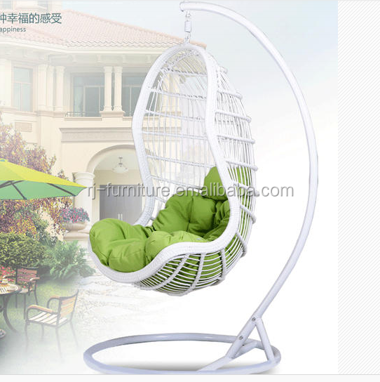 Rattan Hanging Chair Outdoor Swing Chair Balcony Furniture Metal White Modern Hanging Egg Chair for Bedroom with Cushion Indoor