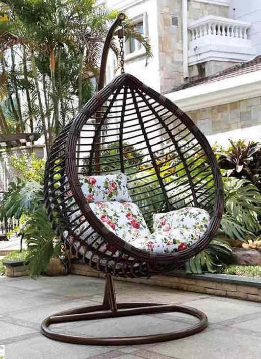 Fashion Garden Furniture Swing Chair with Stand Patio Swings Thick Wicker Rattan Egg Hanging Indoor Eco-friendly Modern