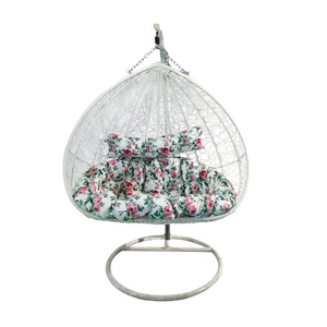 High Quality double seat Egg Shaped PE Rattan swing chair Indoor Hanging Chair Outdoor Swing Chair