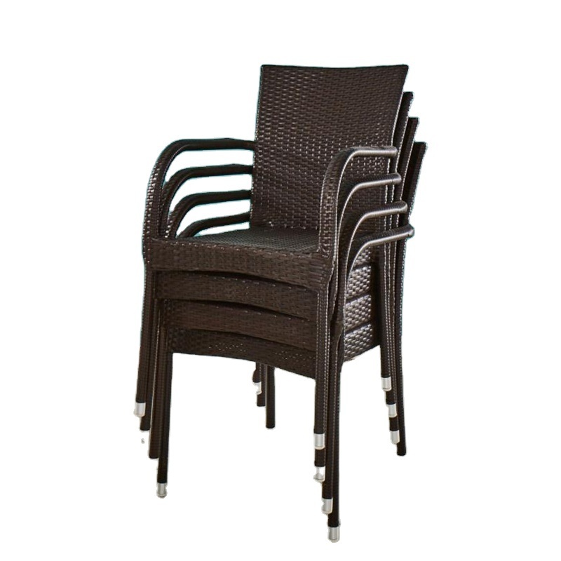 Hot Sale Modern Wicker PE Rattan Furniture round Table and Patio Chair for Outdoor Dining Hotel Use