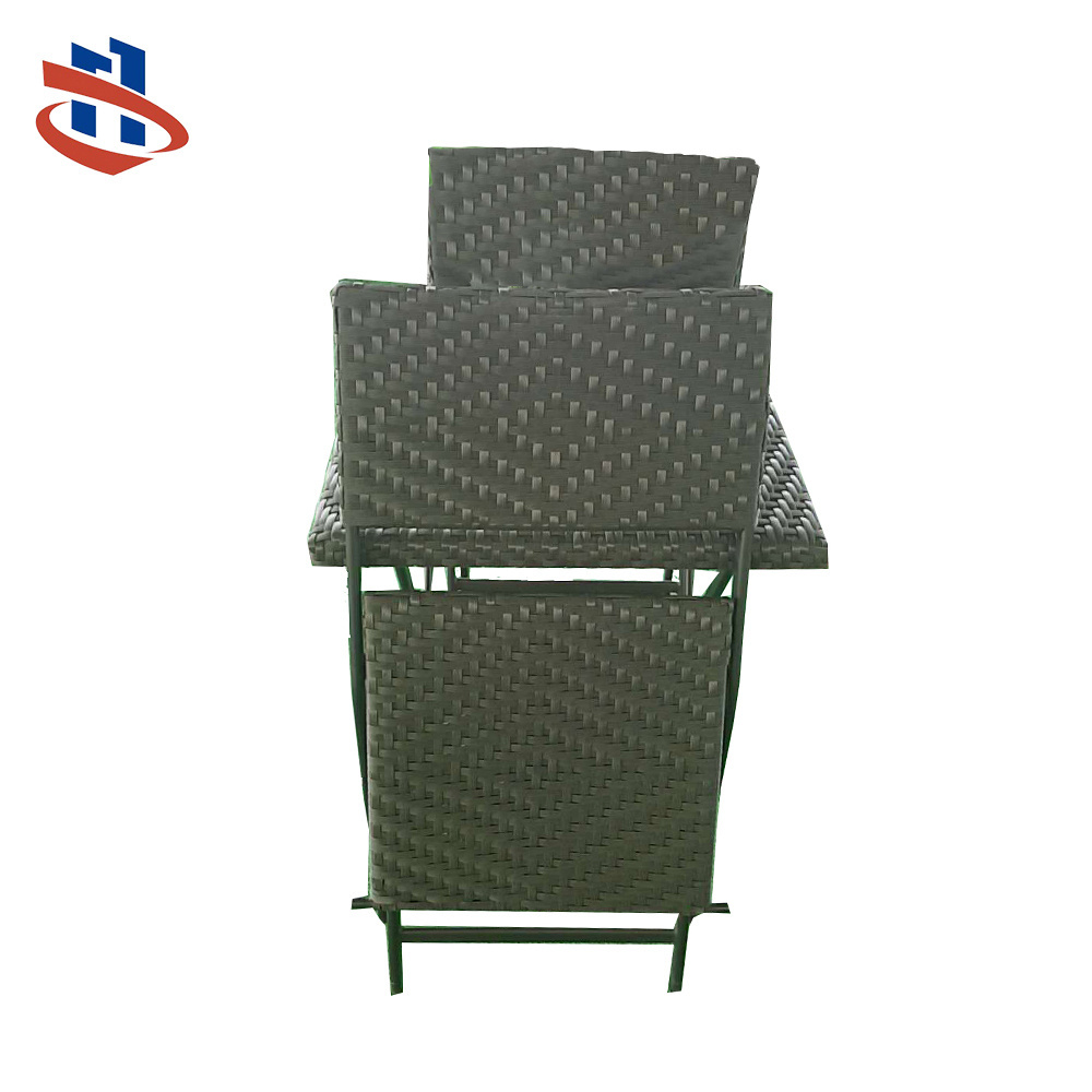 Rattan Furniture Garden Chairs Foldable Dining Chairs Black Rattan Table and Chair Set Iron Modern Outdoor Dining Room