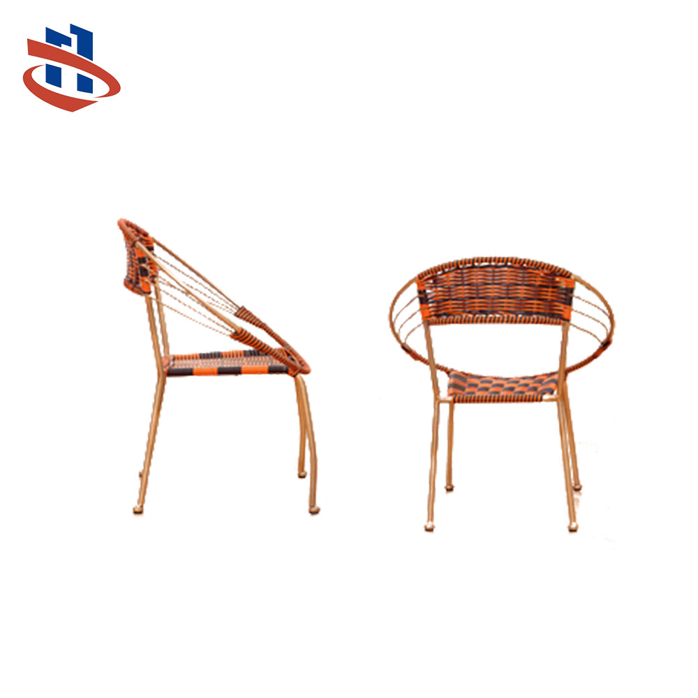 Traditional PE rattan children acapulco chair Hand-knitted Outdoor metal children chair patio children chair