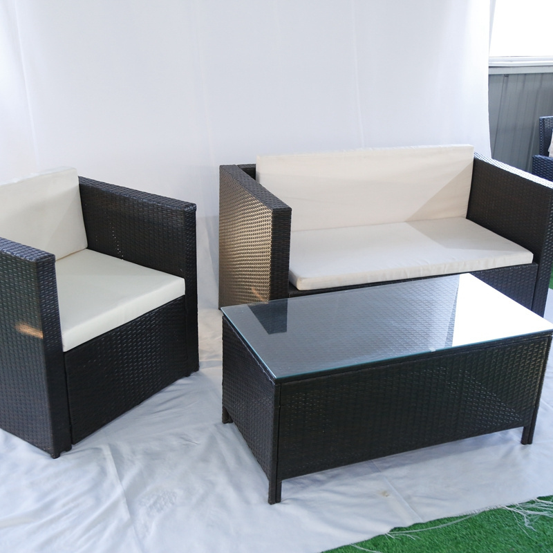 black color 3pcs outdoor rattan furniture sofa patio wicker sofa sets