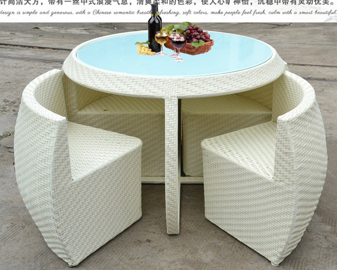 Modern outdoor garden furniture simple PE rattan wicker round garden sets super save places garden dining set