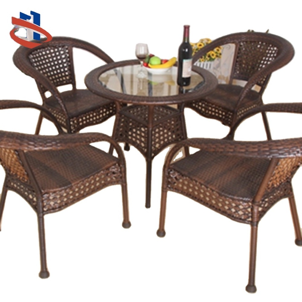 Garden Sets Patio Furniture Rattan Chairs Outdoor Stackable Dining Table Set Standard Cast Aluminum Outdoor Furniture