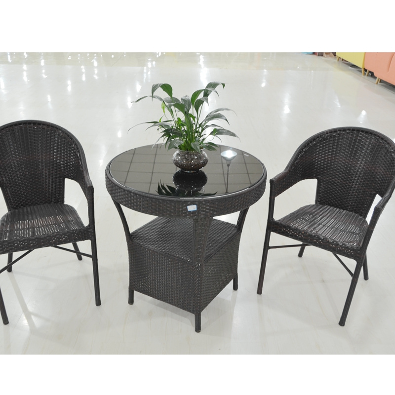 modern style wholesale outdoor garden set PE rattan coffee set bistro wicker chairs and table