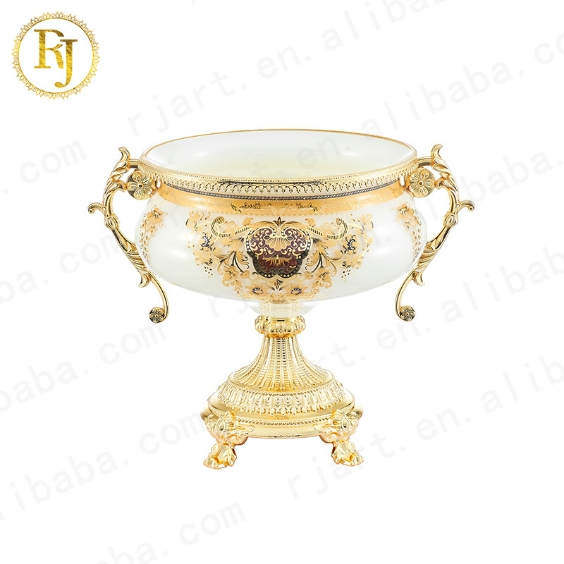 Uzbek Kazak Skidki Bagima Fruit Bowl European Porcelain Dinner Sets Idishlar Glass Gold Pattern Chinni Posuda Dinnerware Sets