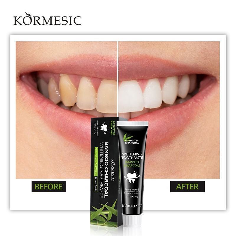 Most Popular Fluoride Activated Coconut Charcoal 85g Teeth Whitening Toothpaste Private Label Bamboo charcoal Toothpaste