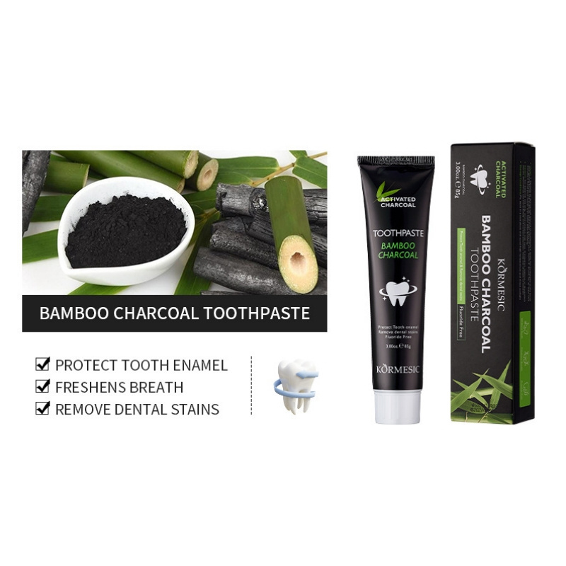 Most Popular Fluoride Activated Coconut Charcoal 85g Teeth Whitening Toothpaste Private Label Bamboo charcoal Toothpaste