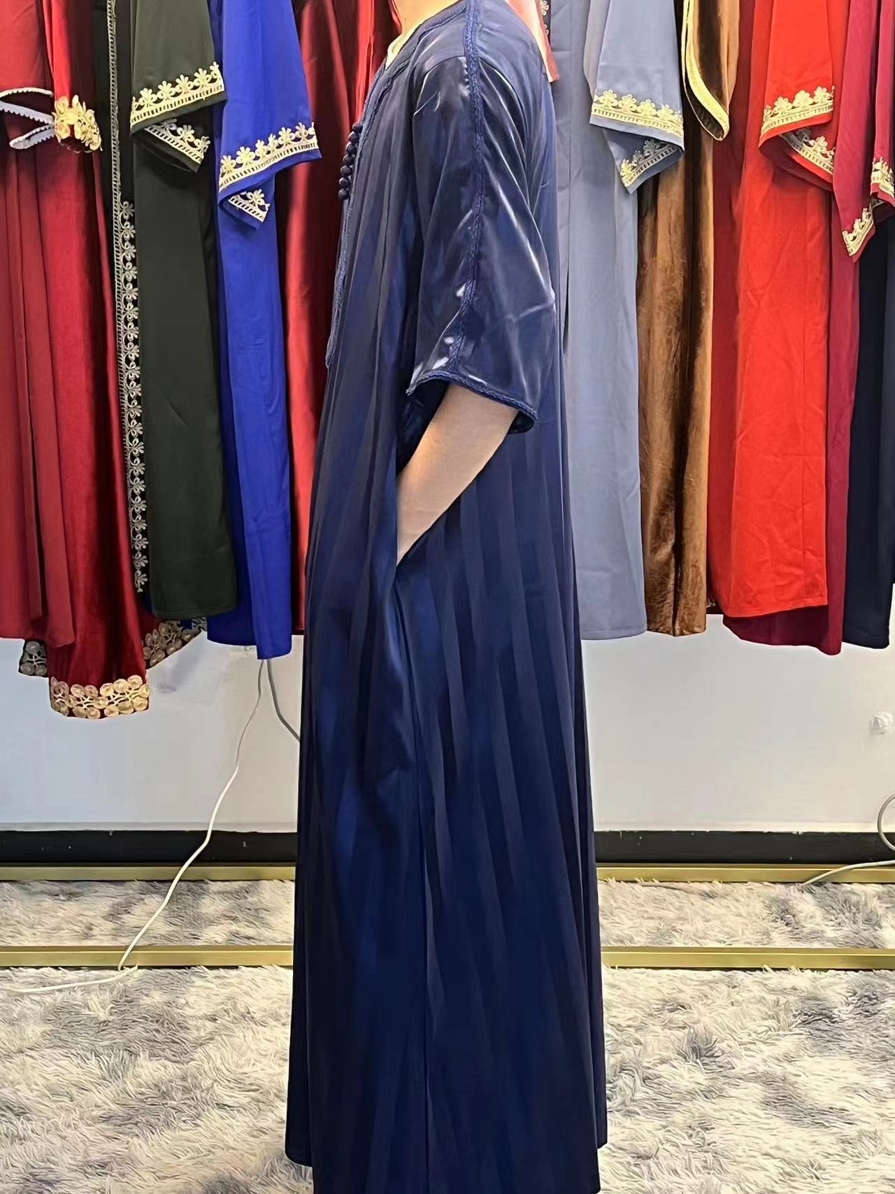 R-6 Traditional Muslim Clothing Islamic Quality Abaya Dubai Robe Islamic Man Dresses Arabia Saudi Moroccan Kaftan Thobe for Men