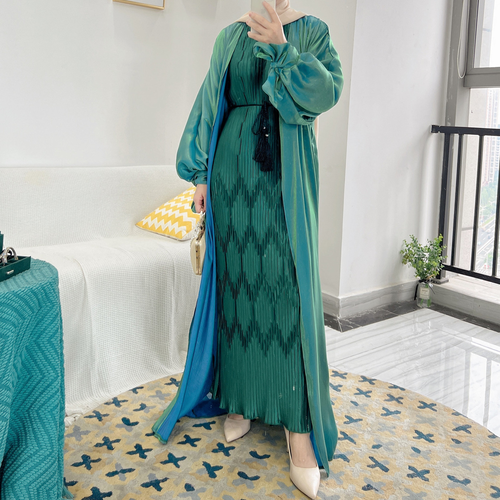 L-88 Muslim Dress Long Sleeve 2023 Middle Eastern Islamic Abayas Dubai Women Muslim Dresses