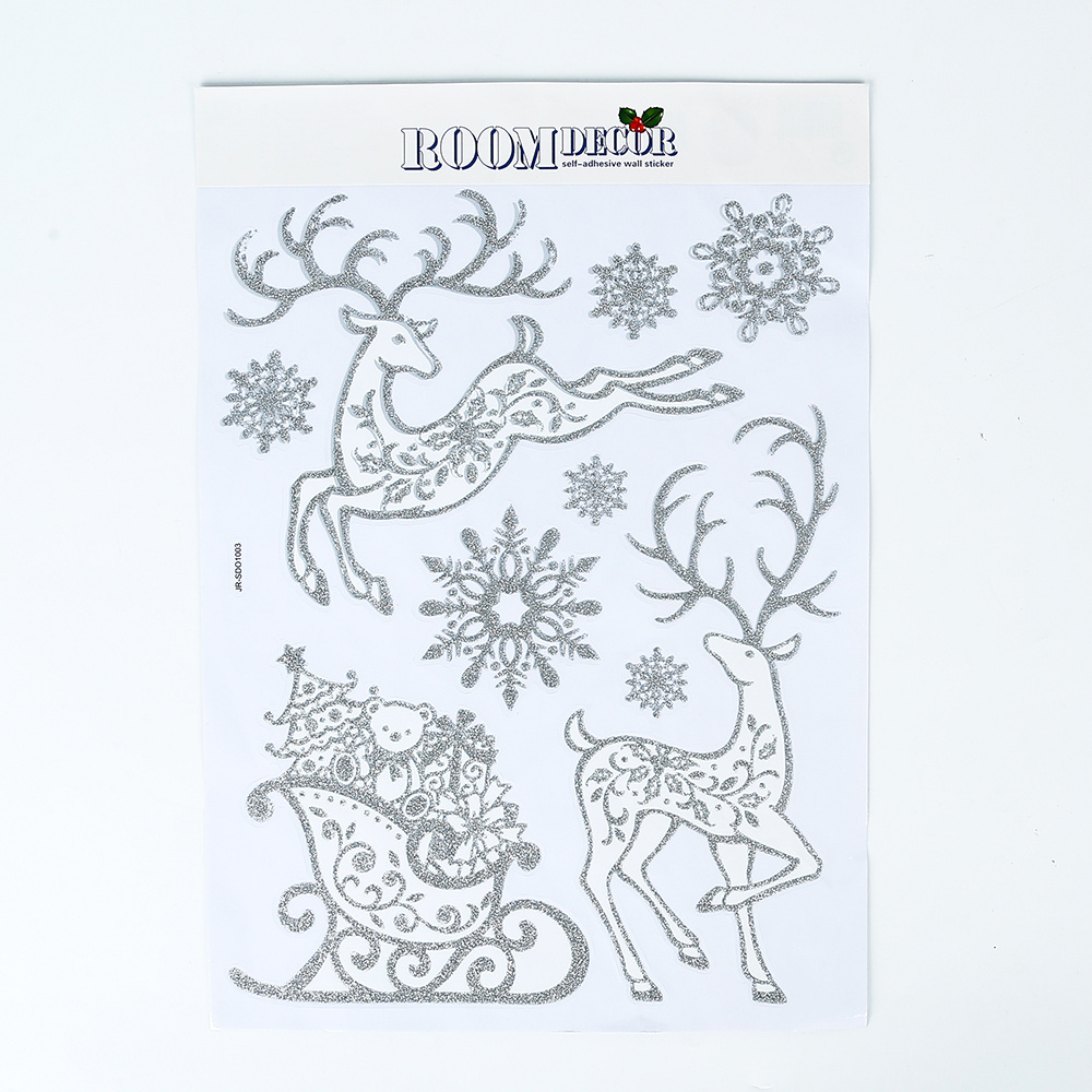 New Trends Christmas For Shop Decoration Christmas Window Snowflake Mirror Mall Glass Sticker custom made elk sticker