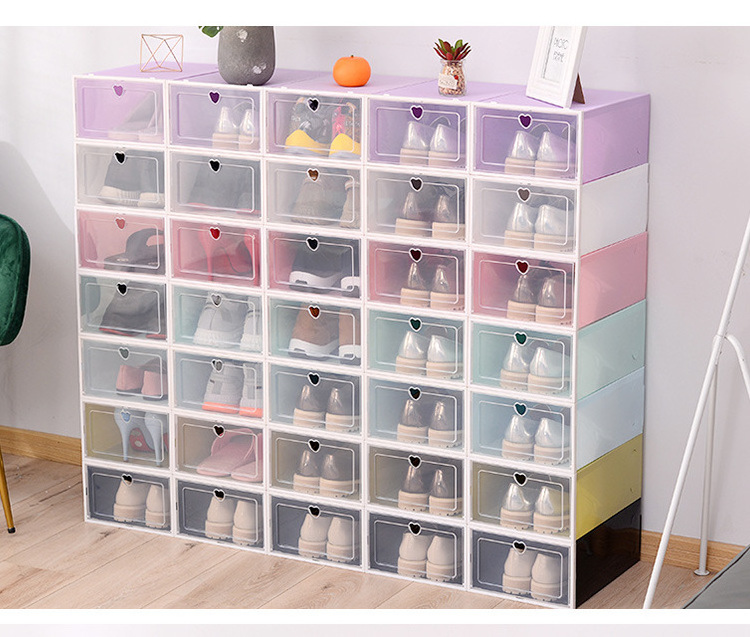 Wholesale shoes storage organizer hot selling custom clear plastic shoes boxes storage for home, household shoes racks cabinet