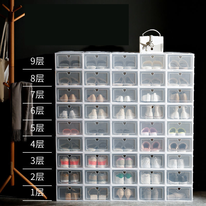 Wholesale shoes storage organizer hot selling custom clear plastic shoes boxes storage for home, household shoes racks cabinet