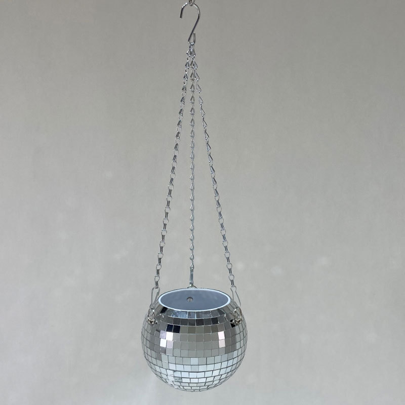 disco ball planter flat bottom disco vase wholesale disco ball ornaments mirror planter chain hanger