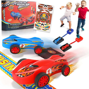 2 IN 1 Air Powered Stomp Racing Car Rocket Launcher Toys Set Outdoor Sport Eva Foam Missile Ejection Racers Launcher Toy For Kid