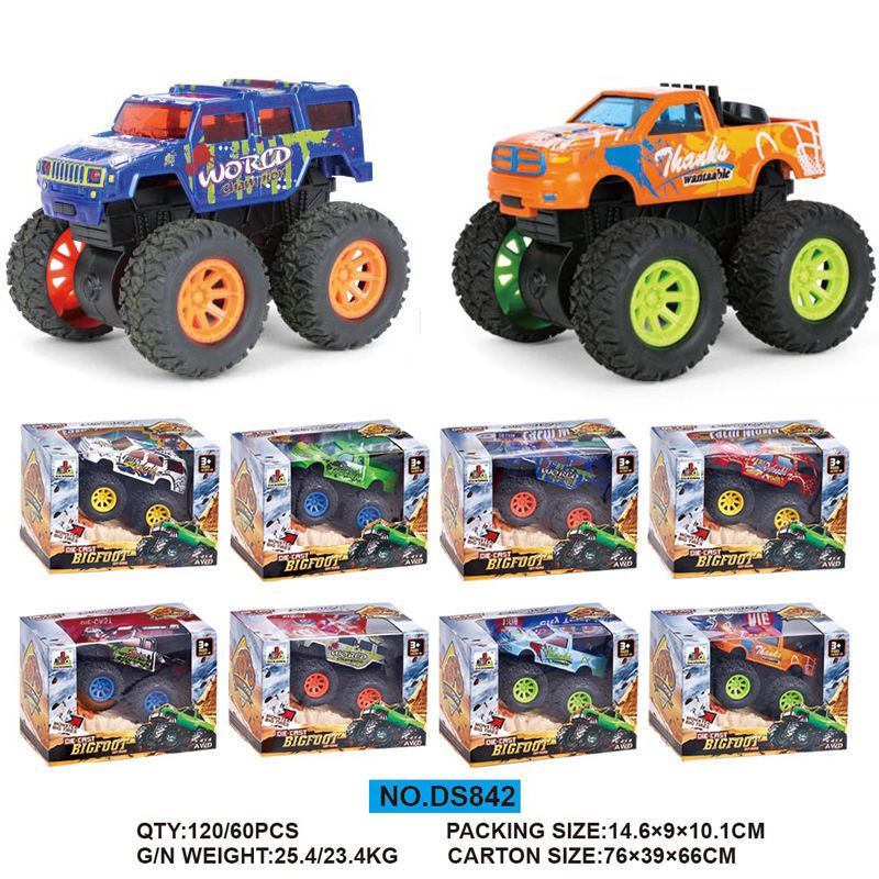 Big Wheels Diecast Model Vehicle Toy Simulation Alloy Inertial Mini Motor Stunt Off-road Car Toys Set For Boy Pretend Play