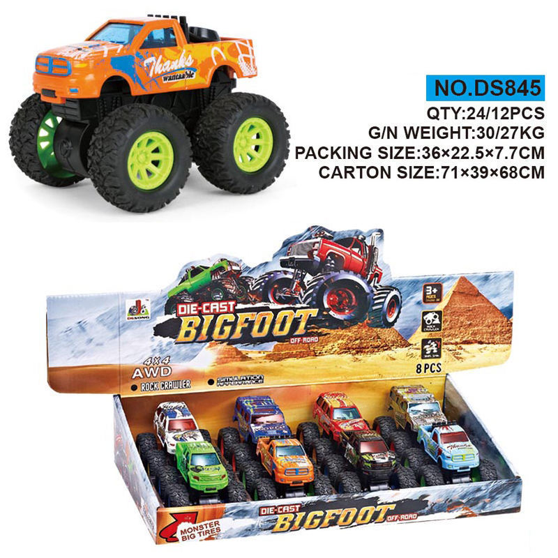 Big Wheels Diecast Model Vehicle Toy Simulation Alloy Inertial Mini Motor Stunt Off-road Car Toys Set For Boy Pretend Play