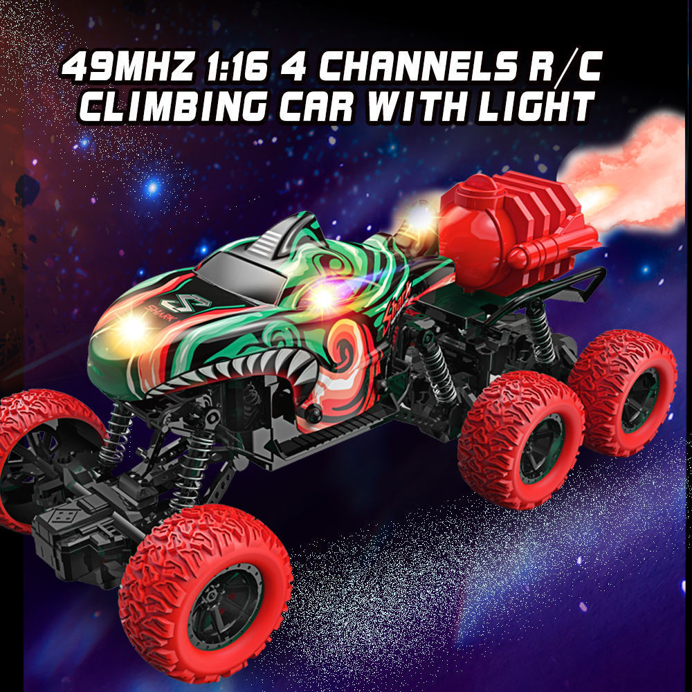 4CH Shark RC Climbing Car Toy 1:16 Spray Off-Road Remote Control Vehicles Toys Radio Control Shark Drift Vehicle Toys For Kids