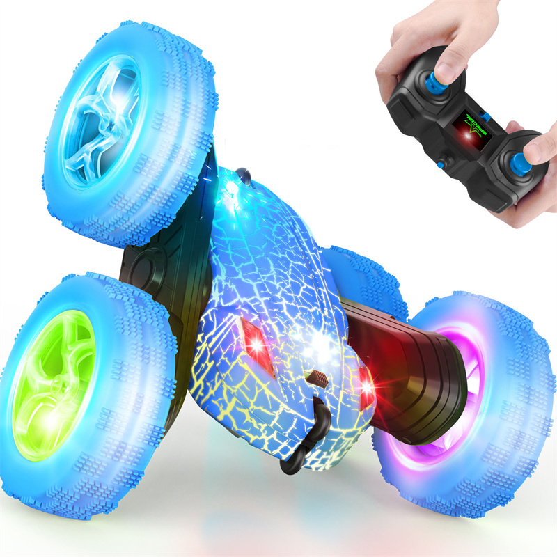 Boys 1:24 Remote Control Rolling Stunt Car Toys Cool RC Rotating Cars Toys Remote Control Double Sided Stunt Cars Toy