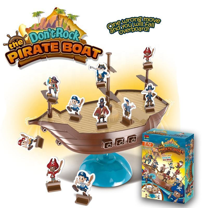 Kids Educational Pirate Boat Balance Board Game Toys Set Creative Penguin Desktop Balance Toy For Family Interactive Toy