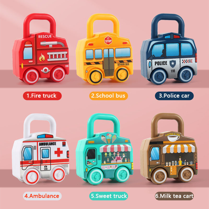 Children's Educational Numbers Matching Locks Toys Set Kids Number Cognitive Learning Toys Montessori Cartoon Vehicle Lock Toy