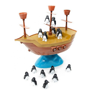 Kids Educational Pirate Boat Balance Board Game Toys Set Creative Penguin Desktop Balance Toy For Family Interactive Toy