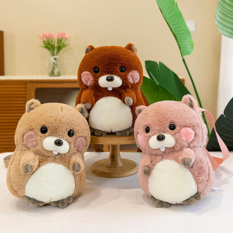 Cute Hamster Plush Backpack Creative 2 In 1 Soft Stuffed Animal Toys Plush Pouch For Girl Birthday Gifts Makeup Phone Bag