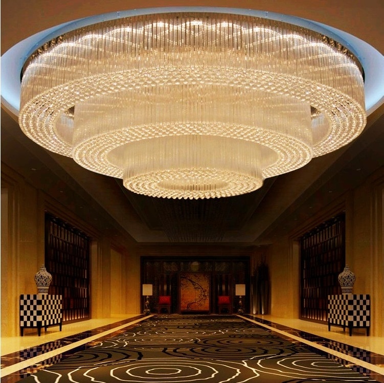 Large round Hotel ballroom Wedding Banquet Ceiling Lighting Project Custom Crystal hall chandelier for Low ceiling