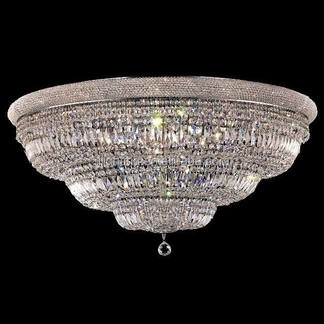 crystal flush mount silver round ceiling light custom living room decoration lamp