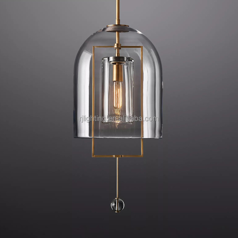 luxury modern ceiling lighting copper brass glass dome shade hanging chandelier led pendant lights for kitchen island