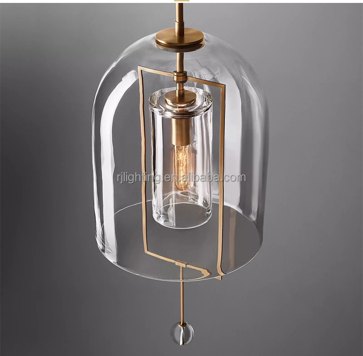 luxury modern ceiling lighting copper brass glass dome shade hanging chandelier led pendant lights for kitchen island