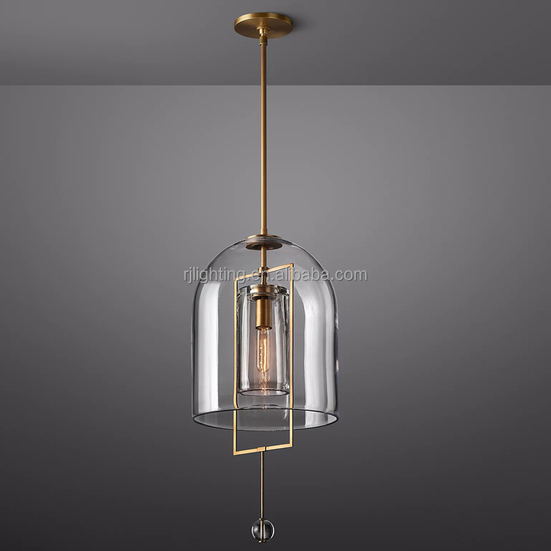 luxury modern ceiling lighting copper brass glass dome shade hanging chandelier led pendant lights for kitchen island