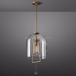 luxury modern ceiling lighting copper brass glass dome shade hanging chandelier led pendant lights for kitchen island