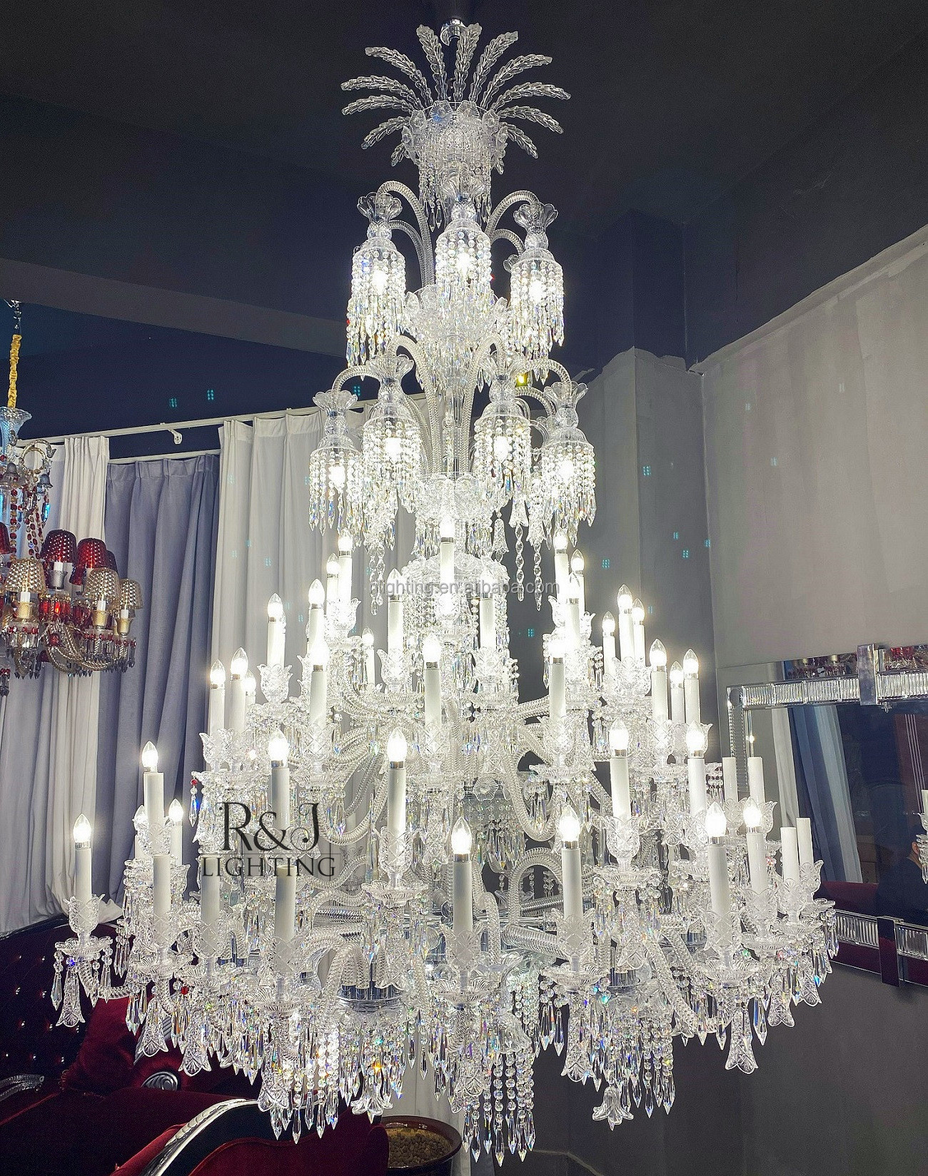 shopping mall foyer entrance hall pendant 90 Lights large Asfour crystal chandelier for hotel lobby