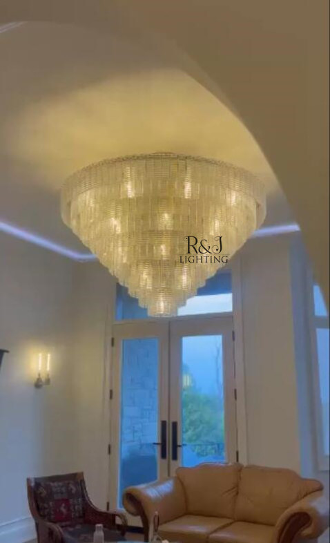 luxury brass restoration hardware decoration large round chandelier modern smoke glass ceiling pendant lights for home ceiling