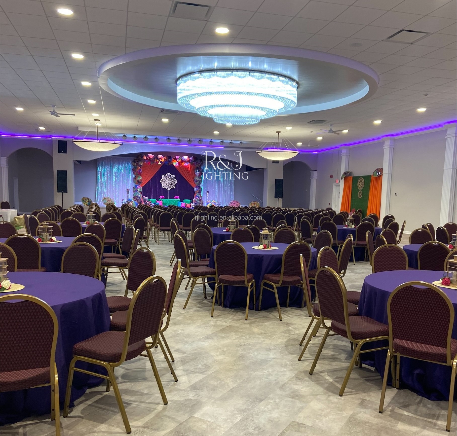 Large round Hotel ballroom Wedding Banquet Ceiling Lighting Project Custom Crystal hall chandelier for Low ceiling