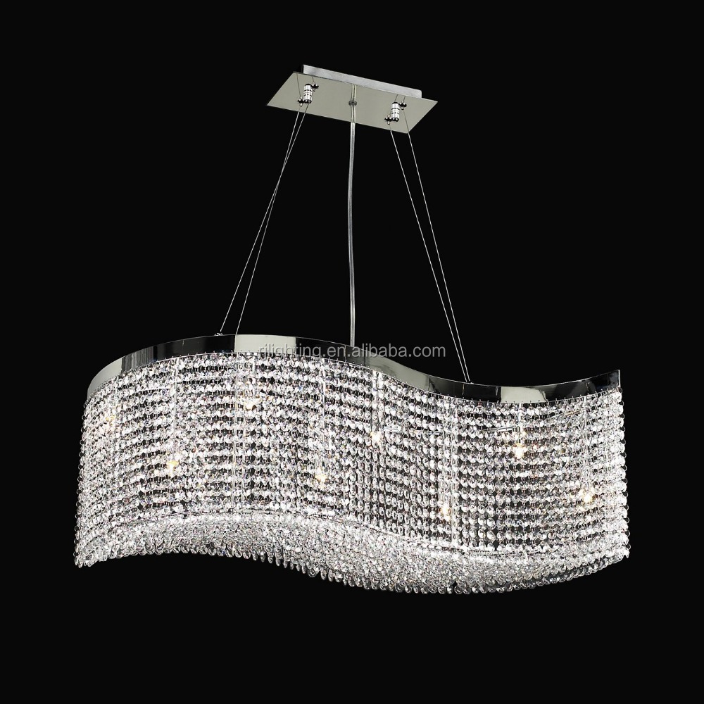 S shape wave k9 crystal chain Light fixtures Dining Room Pendant Light LED Modern chandelier