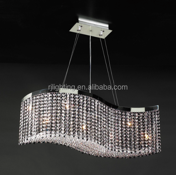 S shape wave k9 crystal chain Light fixtures Dining Room Pendant Light LED Modern chandelier