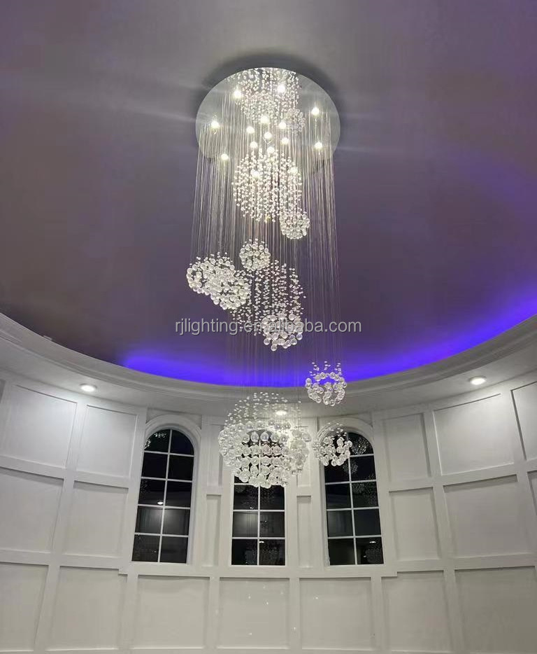 Project custom chandelier hotel lobby modern spiral stairwell crystal chandelier lighting