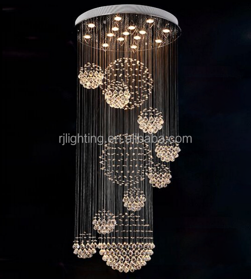 Project custom chandelier hotel lobby modern spiral stairwell crystal chandelier lighting